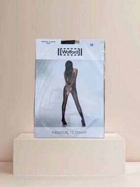 Wolford Individual 12 Stay-Hip Tights Size Medium Black